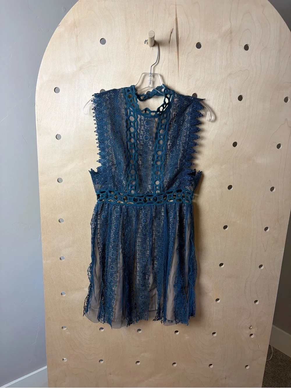 Free People Forever Lace Babydoll Dress in Blue Women’s Size 6 - Picture 2 of 7